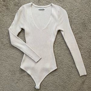 Abercrombie & Fitch long sleeve deep V sweater bodysuit - size S [WORN ONCE]